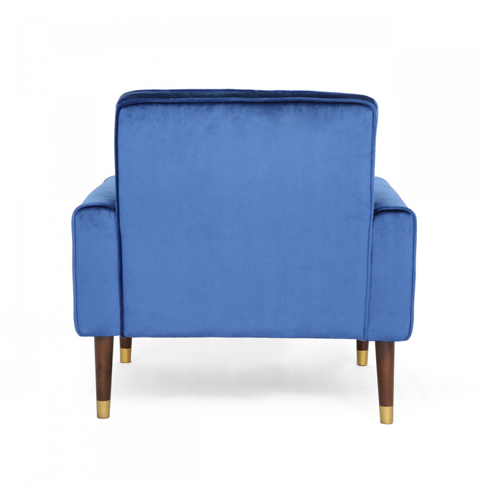 Henley Fauteuil D’appoint Moderne Avec Dossier Capitonne, Revetement En Polyester, Bleu