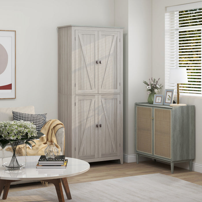 HOMCOM Garde-manger de cuisine autoportant 72 po, armoire buffet, gris