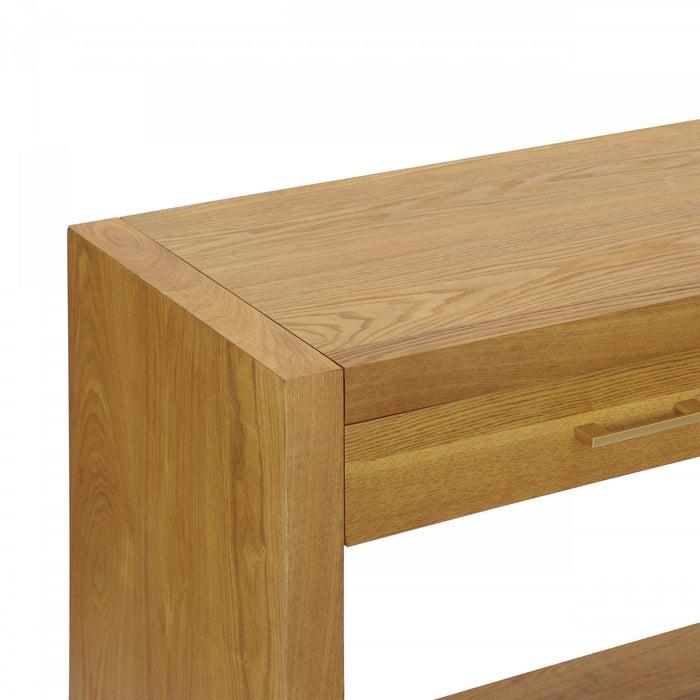 Console de style maison de campagne Aubrey 120 cm avec rangement - brune