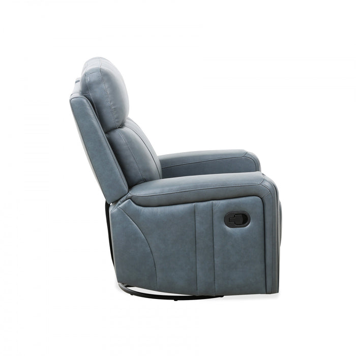 Fauteuil inclinable pivotant a mouvement coulissant Bellamy de 37 po en cuir assorti - Bleu