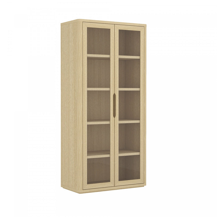 Armoire bibliotheque moderne Rivington 38\" en chene naturel - Lot de 2