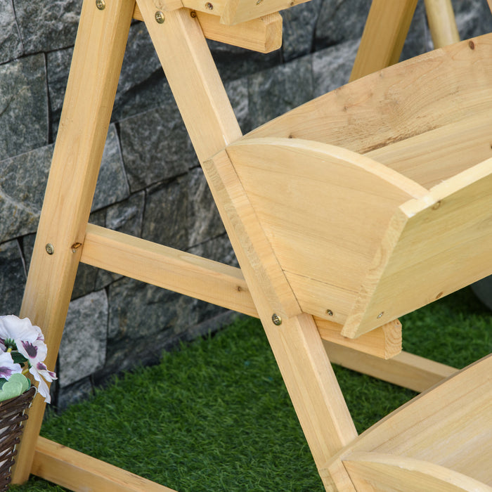 Outsunny Lit De Jardin Sureleve A 3 Niveaux, Kit De Jardiniere Surelevee En Bois Vertical, Support Pour Fleurs, Legumes, Herbes