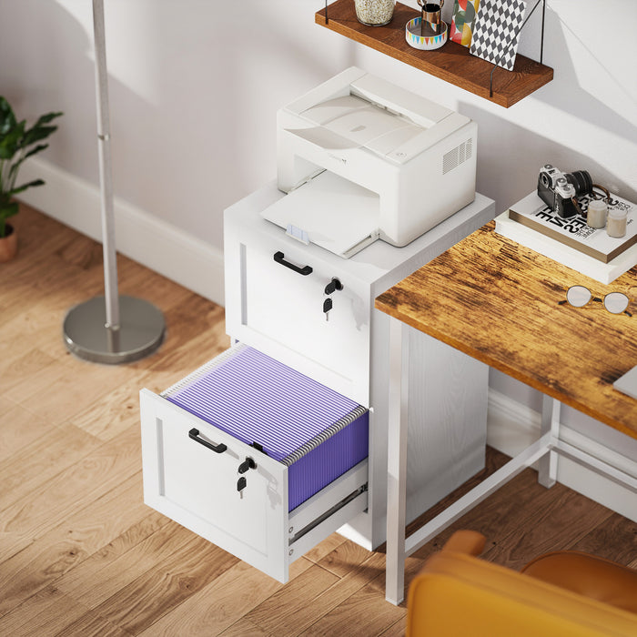 HOMCOM Classeur de bureau a 2 tiroirs, classeur vertical, blanc