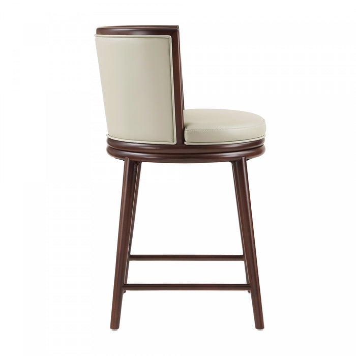 Tabouret de comptoir moderne en bois avec revetement en tissu couleur pierre Evalyn - Lot de 3