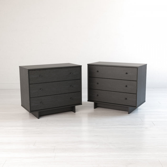 Finnley Table De Nuit A 3 Tiroirs – Chene Noir