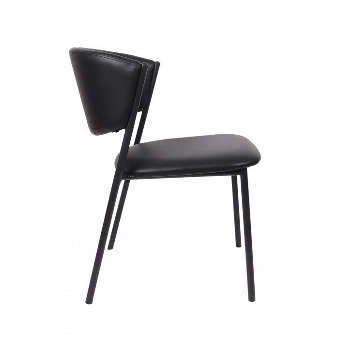 Chaise laterale contemporaine moderne Drift en cuir vegetalien et metal noir - Lot de 4