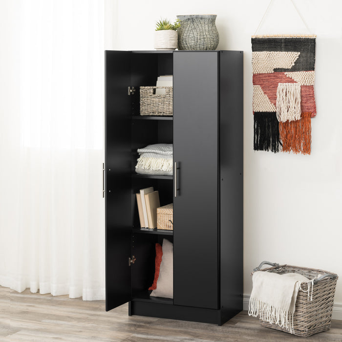 Armoire profonde de rangement Elite avec tablettes fixes et réglables - noire
