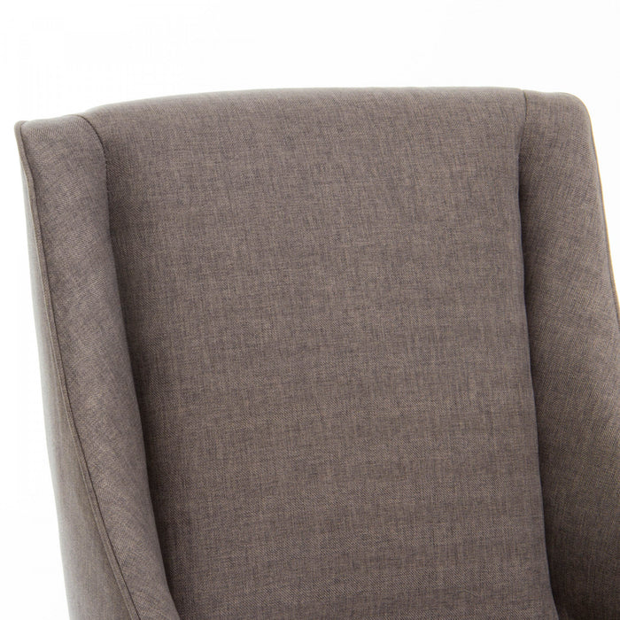 Chaise De Salle A Manger Lance En Tissu Tapisse Avec Clous Decoratifs, Brun Gris