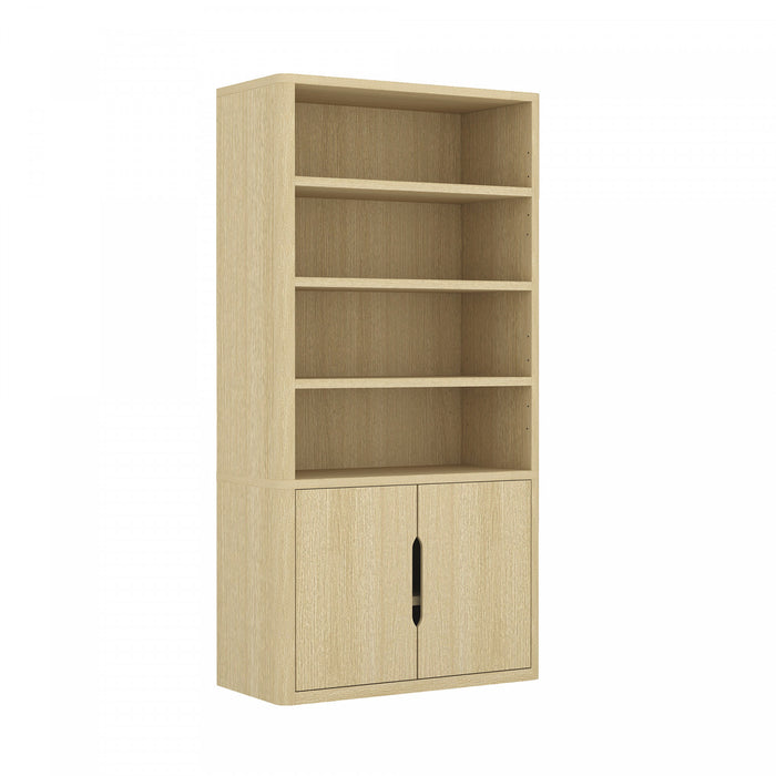 Armoire bibliotheque moderne Rivington 102 cm en chene naturel - Lot de 2