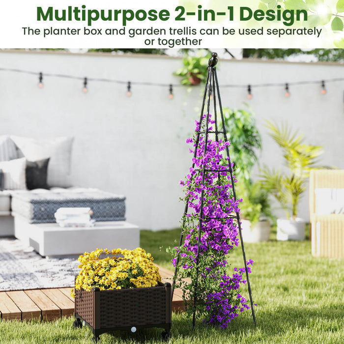 Costway 1 Pcs Lit De Jardin Eleve Avec Boite De Plante Et Trellis Obelisque Roues Verrouillables Planteur De Cage