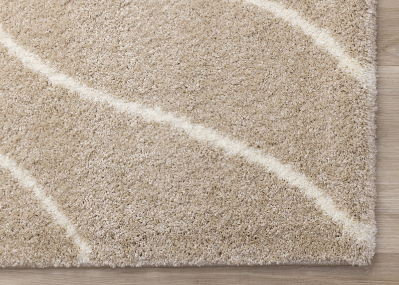 Tapis Fairmont aux lignes courbes creme taupe, 6'7\" x 9'6\"