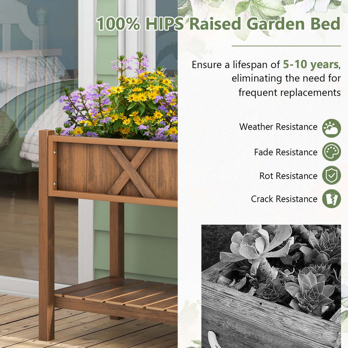 Costway Hips Souleve Lit De Jardin Poly Bois Eleve Planter Boite Avec Les Jambes, Cafe Etagere De Stockage
