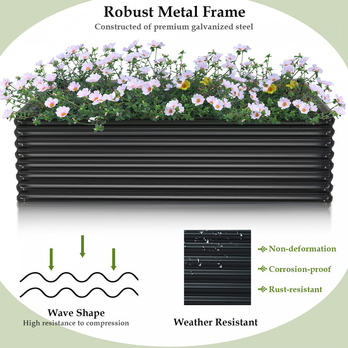 Costway 1 Pc Galvanise Souleve Lit De Jardin Exterieur Planter Boite Bois De Chauffage Porte-journaux