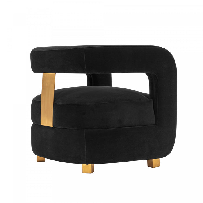 Fauteuil lounge moderne Amirah en velours noir - Lot de 2