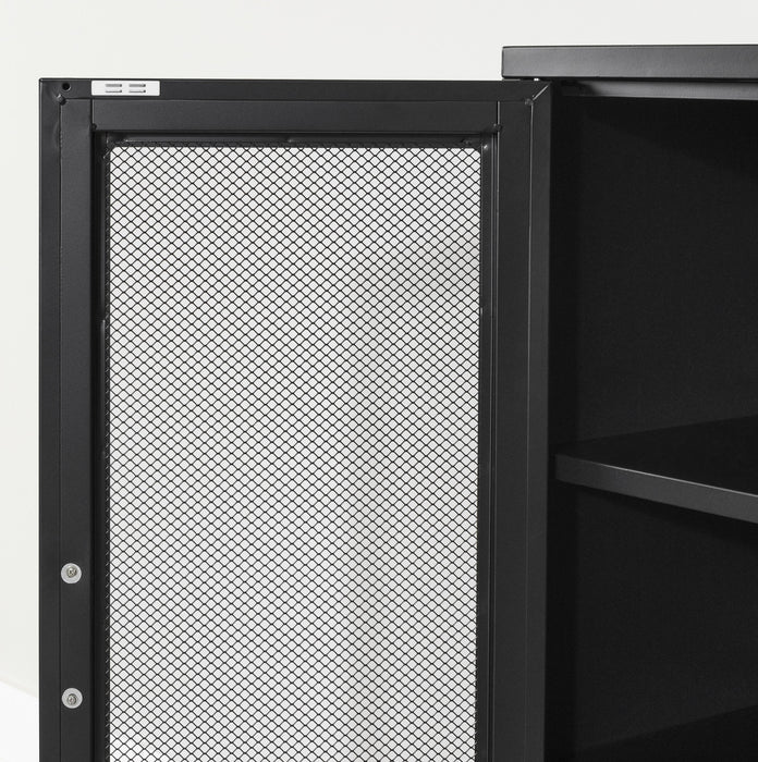 Armoire décorative Crea à 2 portes grillagées en métal - noire
