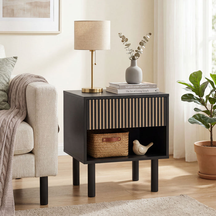 HOMCOM Lot de 2 tables de chevet, table d’appoint avec etagere et tiroir