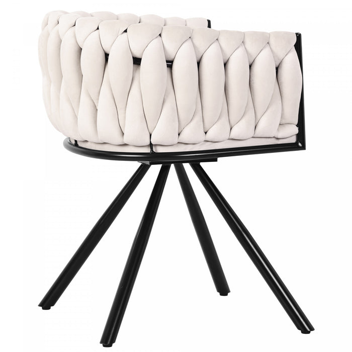 Chaises de salle a manger pivotantes Amelia en velours avec revetement capitonne et pieds en metal, lot de 2, beige