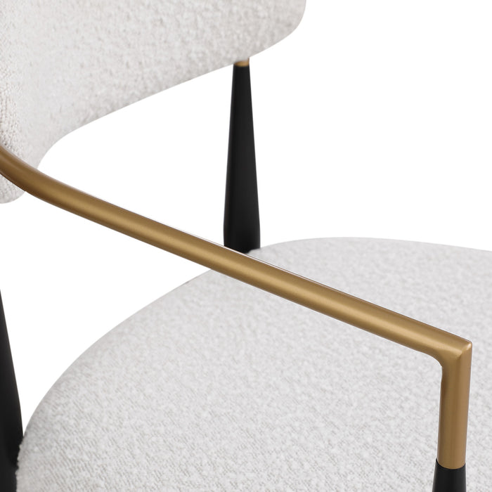 Ensemble De 2 Tabourets Hauteur Comptoir Tammy En Tissu Bouclé Avec Accents Dorés - Blanc