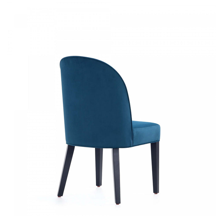 Chaise de salle a manger moderne en bois Hillman avec revetement bleu - Lot de 2
