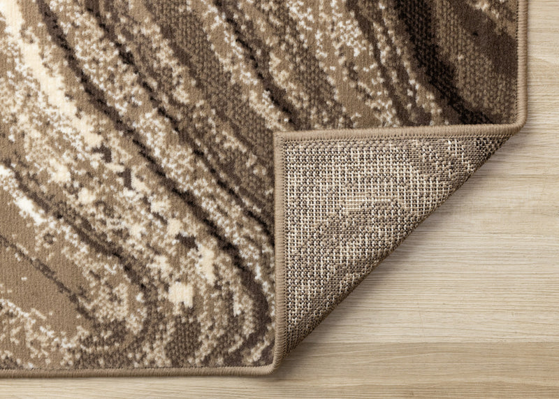 Carpette Forte brune et crème à motif de vagues apaisantes - 5 pi 3 po x 7 pi 5 po