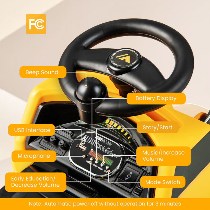 Costway Kids Ride On Excavator Digger Electric Construction Vehicles Avec Lumieres Et Musique
