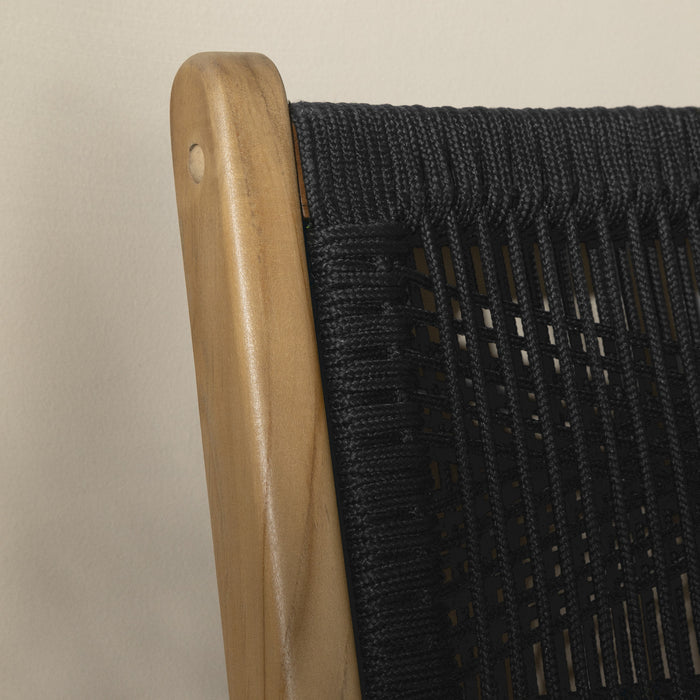 Ensemble de 2 chaises de salle à manger Agave en corde tressée et en teck - noir et naturel