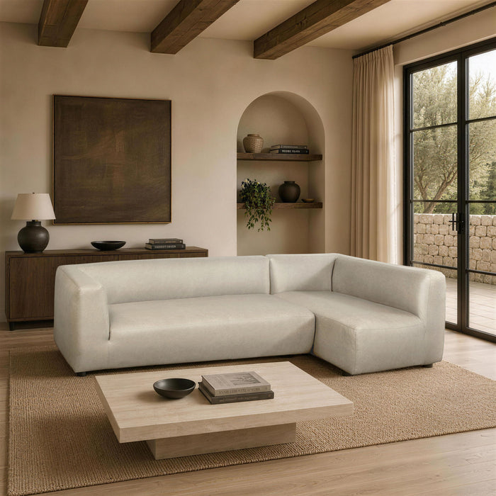 Canape sectionnel moderne contemporain Lukas 2 pieces 118\" creme, angle droit