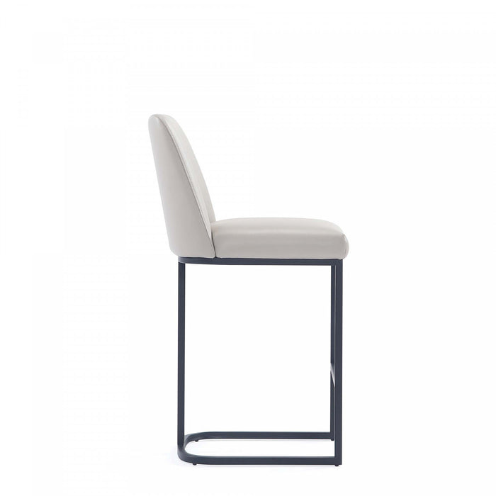 Tabouret de comptoir moderne en metal et tissu Serena, gris clair - Lot de 2