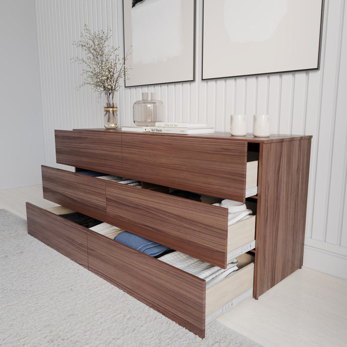 Commode James Nordika Nexera à 6 tiroirs - noyer