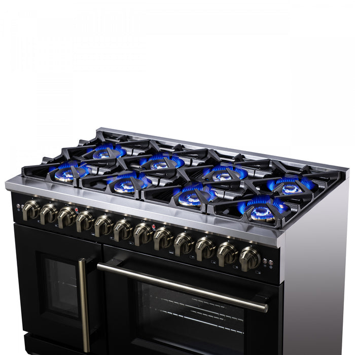 Cuisiniere a double combustible Capriasca 48 po, noire, 6.58 pi³ – FFSGS6387-48BLK
