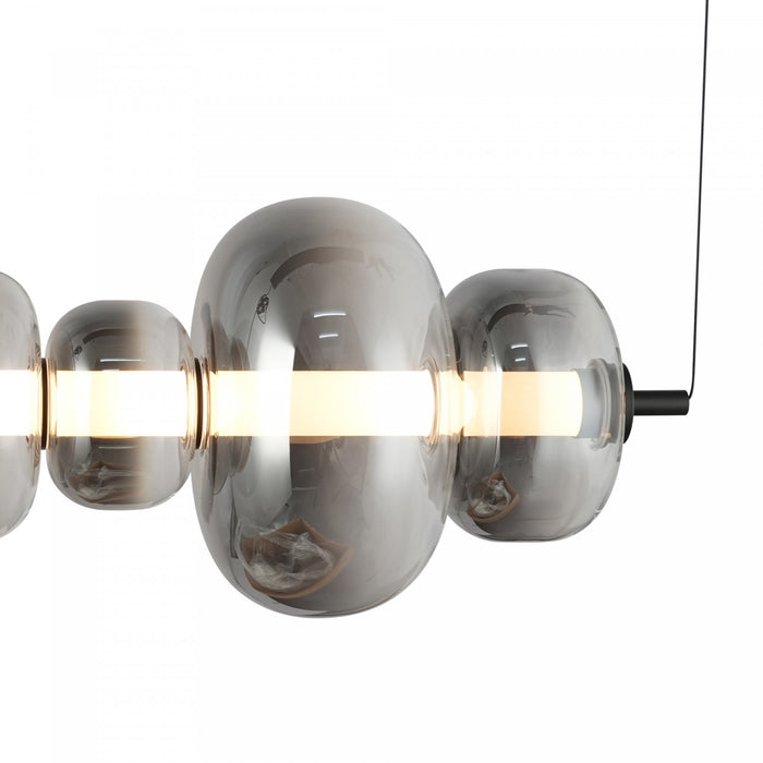 Luminaire D’ilot A Del Integrees Astra, Noir Avec Verre Ombre Fume