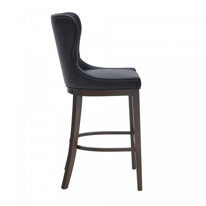 Tabouret de bar Blair moderne en bois avec assise rembourree, coloris noir