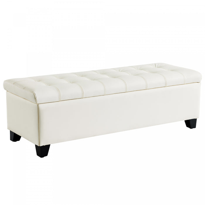 Sophia Banc Ottoman de Rangement de 48\" avec Pieds, Banc de Pied de Lit, Beige