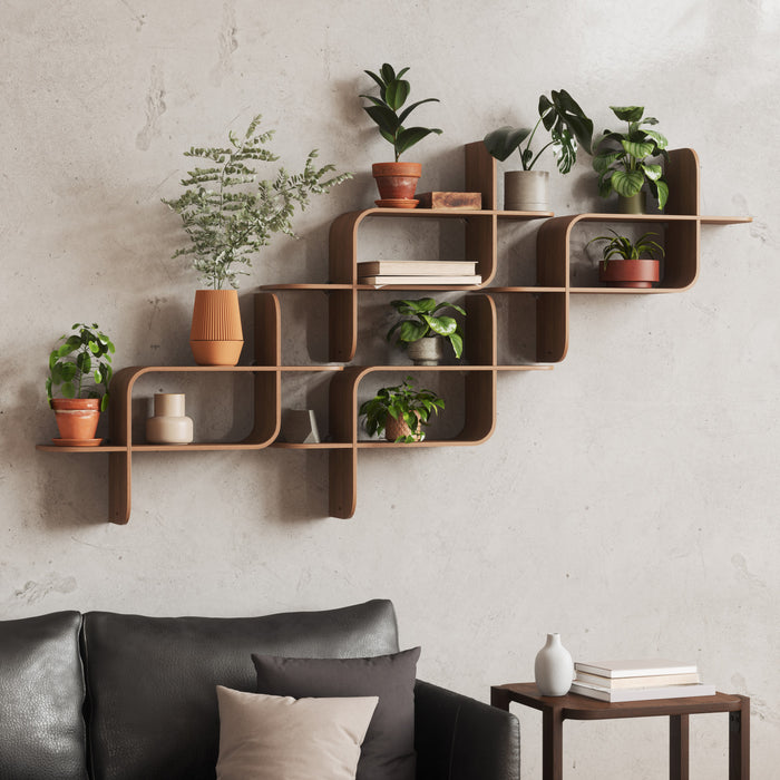 Tablette murale moderne Montage de Umbra en bois - noyer clair