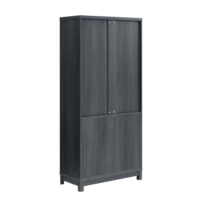Armoire bibliotheque Jodie style milieu du siecle 79 cm en gris charbon (6 etageres) – Lot de 3