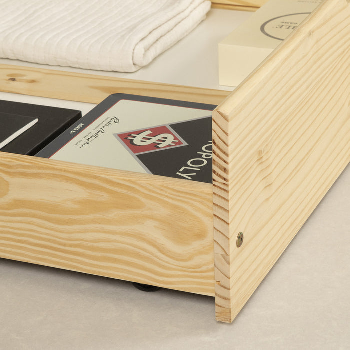  Lit simple Sweedi avec tiroirs de rangement - bois naturel