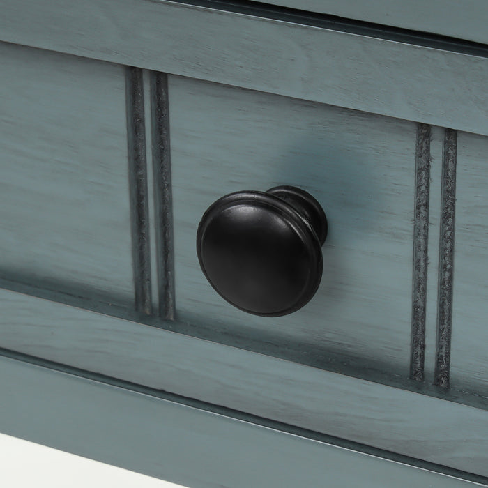 Table Console Olivia En Bois Massif Avec Tiroirs Et Etagere Inferieure - Bleu