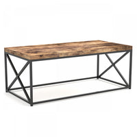  Table à café de 44 po en bois recyclé avec métal noir
