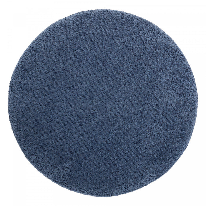 Table Basse Ottoman Ronde Sophia avec Rembourrage Capitonne et Rangement - Bleu