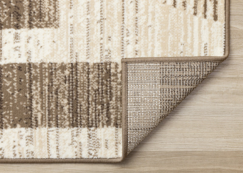 Carpette Forte brune, beige et crème à motif géométrique abstrait - 7 pi 9 po x 10 pi 6 po