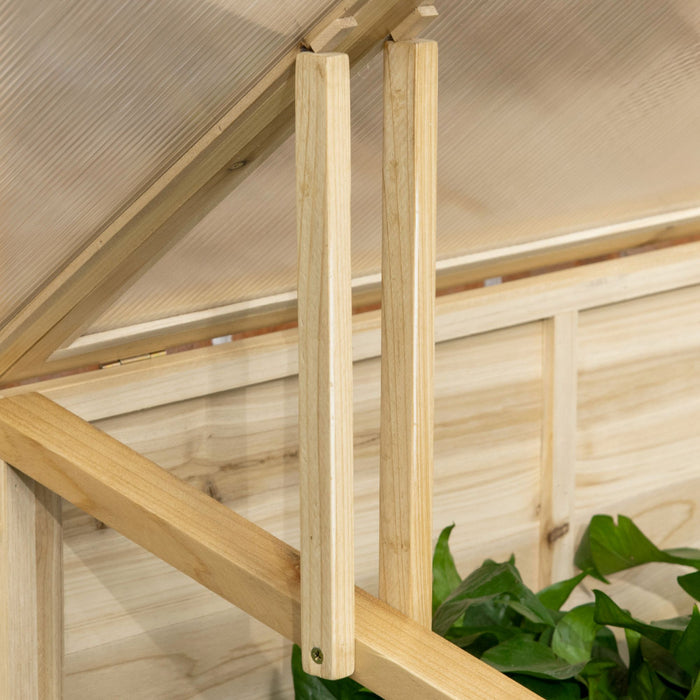 Outsunny Cadre Froid En Bois Avec Toit Ouvrant, Mini-serre, Naturel