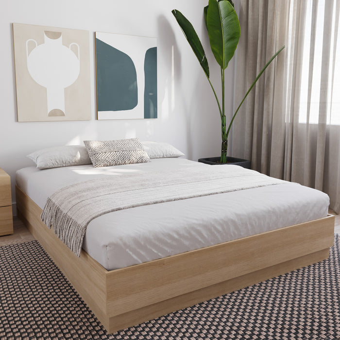 Lit double plateforme Nordika - chêne blond naturel