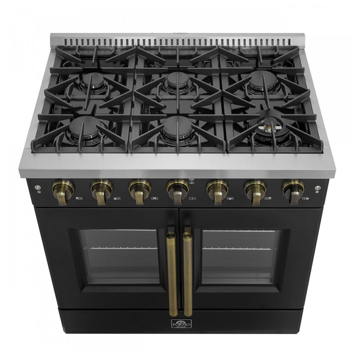 Cuisiniere a gaz noire Galiano 36 pouces, 4,32 pi³ – FFSGS6444-36BLK