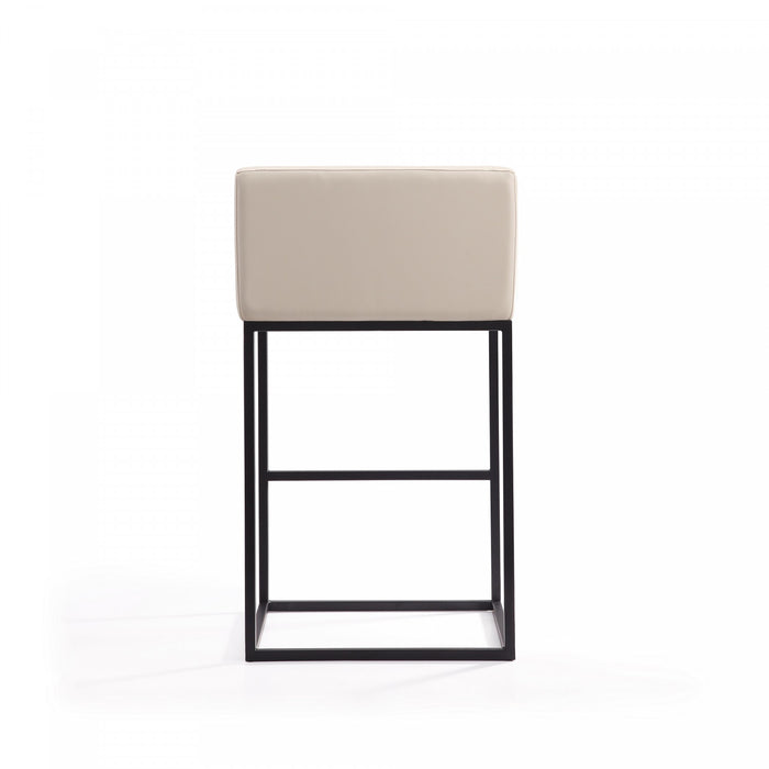 Tabouret de bar Embassy style milieu du siecle en metal et tissu creme - Lot de 3