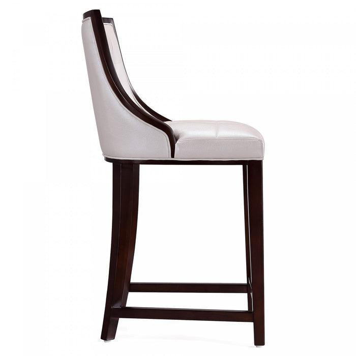 Tabouret de comptoir traditionnel en bois Fifth Avenue avec assise rembourree, blanc perle - Lot de 2