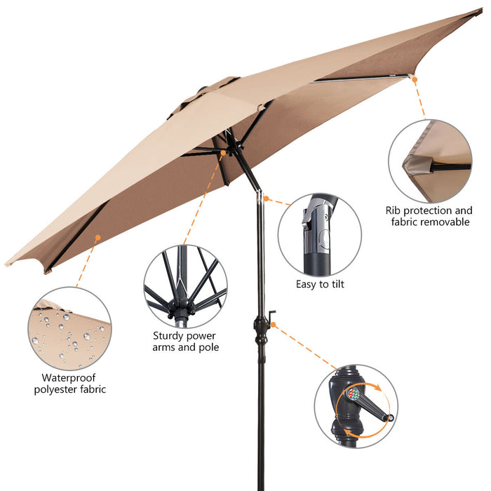 Costway Parasol de Patio 9FT Marche d'Exterieur en Acier Incline avec Manivelle Ombre Solaire Cour Jardin