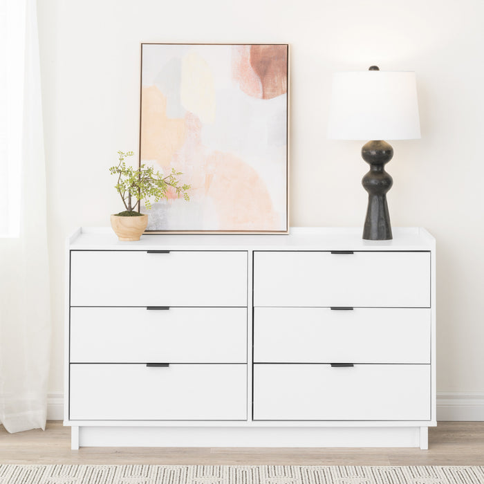 Commode Simply Modern de Prepac de 52,5 po à 6 tiroirs - blanche