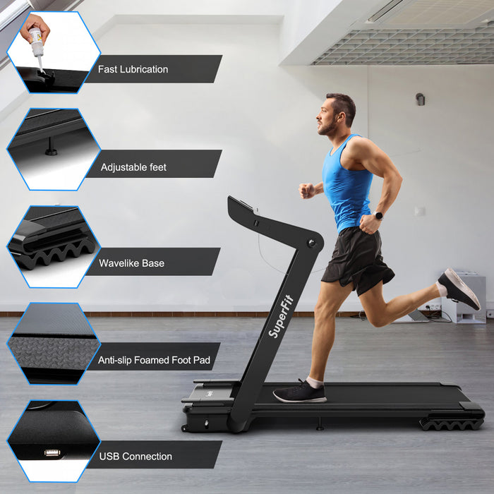 Superfit 4.0hp Pliable Electrique Tapis Roulant Machine De Jogging W / Bluetooth Noir