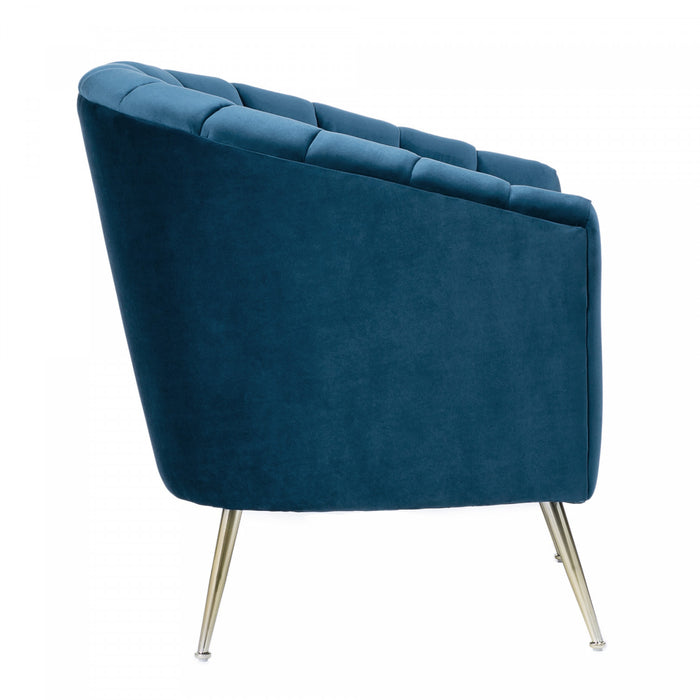 Fauteuil d’appoint en velours bleu style mid-century Rosemont – Lot de 2