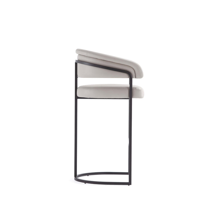 Tabouret de bar moderne Augusta en metal et tissu gris clair - Lot de 3